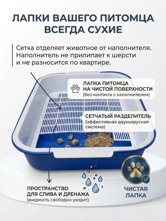 Специальные лотки для кошек с сеткой, туалет, 37.5 * 27 * 7.2 см, 350 г