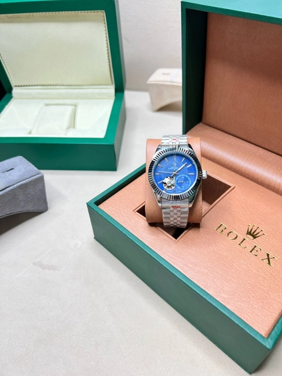 Мужские механические часы Rolex с металлическим браслетом,коробка и документы — WATCHOZ-ROLEXAA11-СИНИЙ