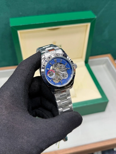 Мужские механические часы Rolex с металлическим браслетом,коробка и документы — WATCHOZ-ROLEXAA11-ТЕМНСИН