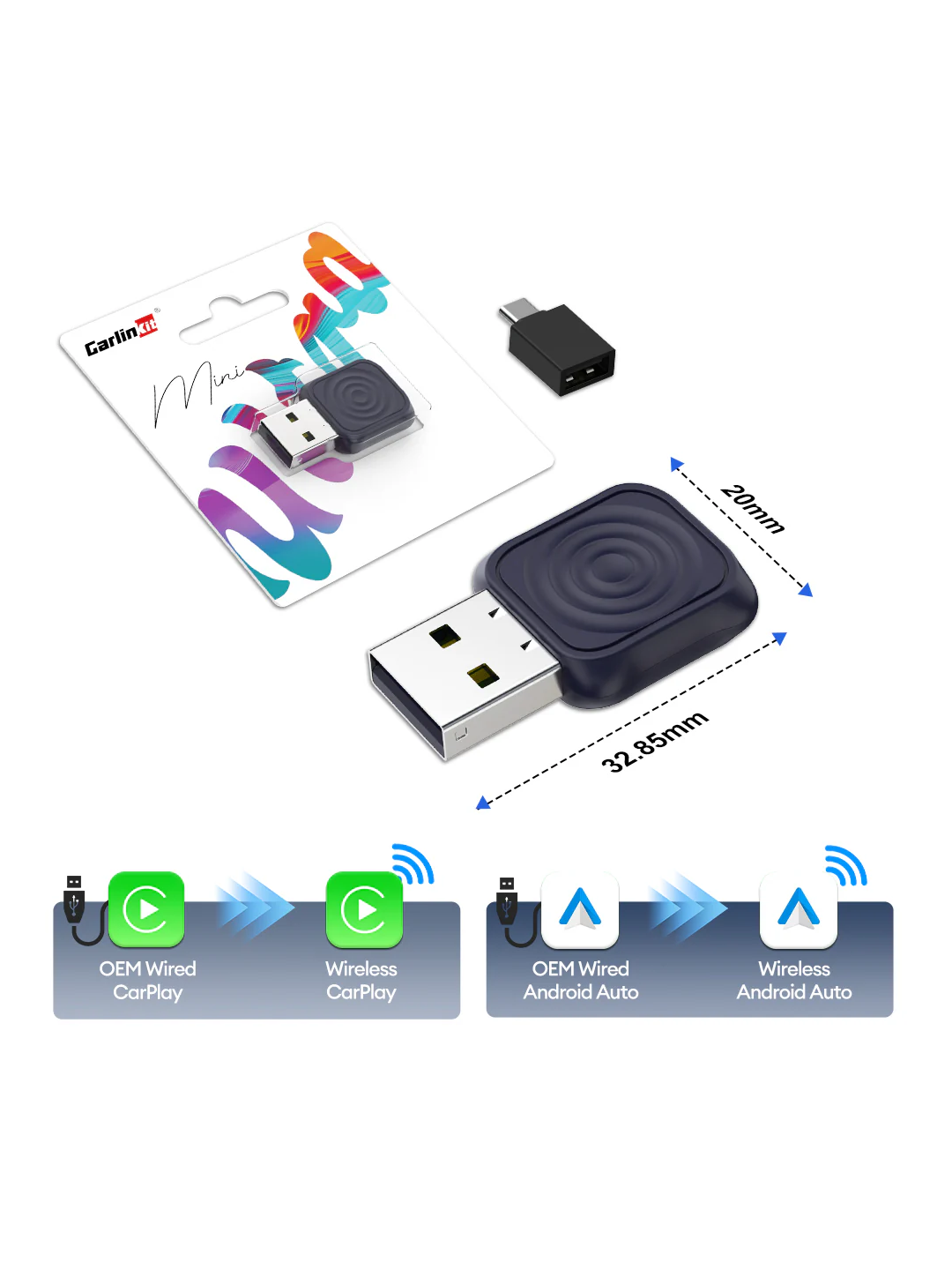 Carlinkit MINI ULTRA Беспроводной Carplay и Android Auto, 2 в 1 - 