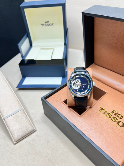 Мужские механические часы Tissot, кожаный ремешок, металлический корпус, коробка и документы — WATCHOZ-TISSOTAA10-ШОКОЛ