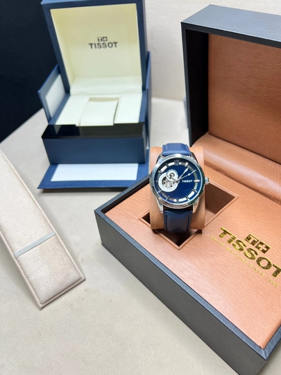 Мужские механические часы Tissot, кожаный ремешок, металлический корпус, коробка и документы — WATCHOZ-TISSOTAA10-ТЕМНСИН