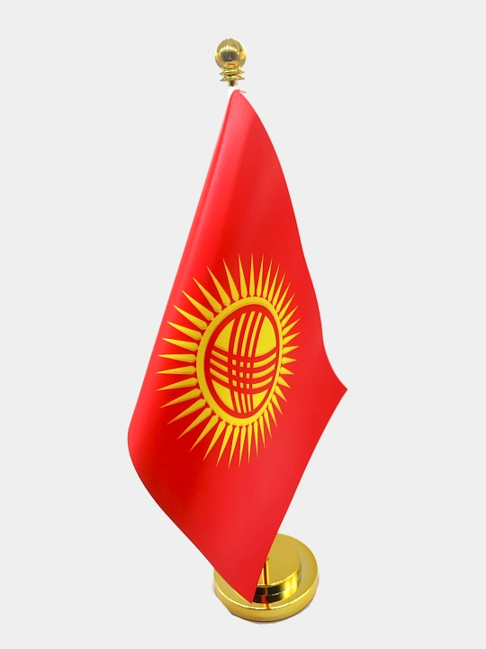 Oltin rangli bayroq ustunli 2 tomonlama atlas bayroq