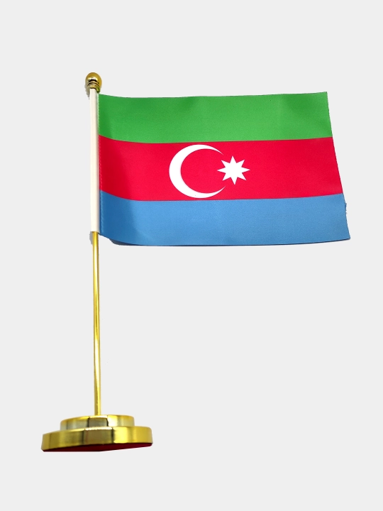 Oltin rangli bayroq ustunli 2 tomonlama atlas bayroq