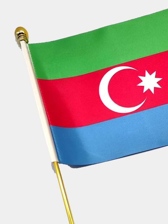 Oltin rangli bayroq ustunli 2 tomonlama atlas bayroq