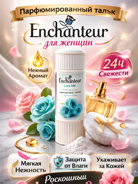 Парфюмированный тальк Enchanteur для женщин, сухие духи, ароматная пудра для тела, 125 г - 