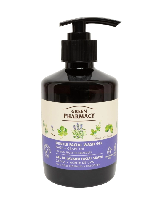 Нежный гель для умывания, шалфей и виноградное масло, Зеленая Аптека, 270 мл