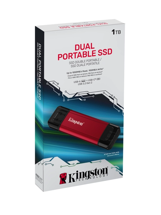 Kingston Tashqi SSD Xotira - ikki tomonlama ulanish USB-A USB-C