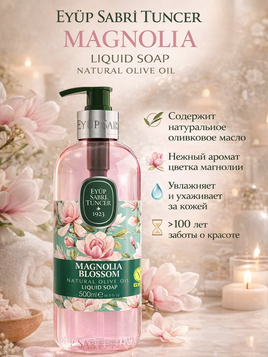 Жидкое мыло EYÜP SABRİ TUNCER Olive Oil Magnolia 500 мл - 