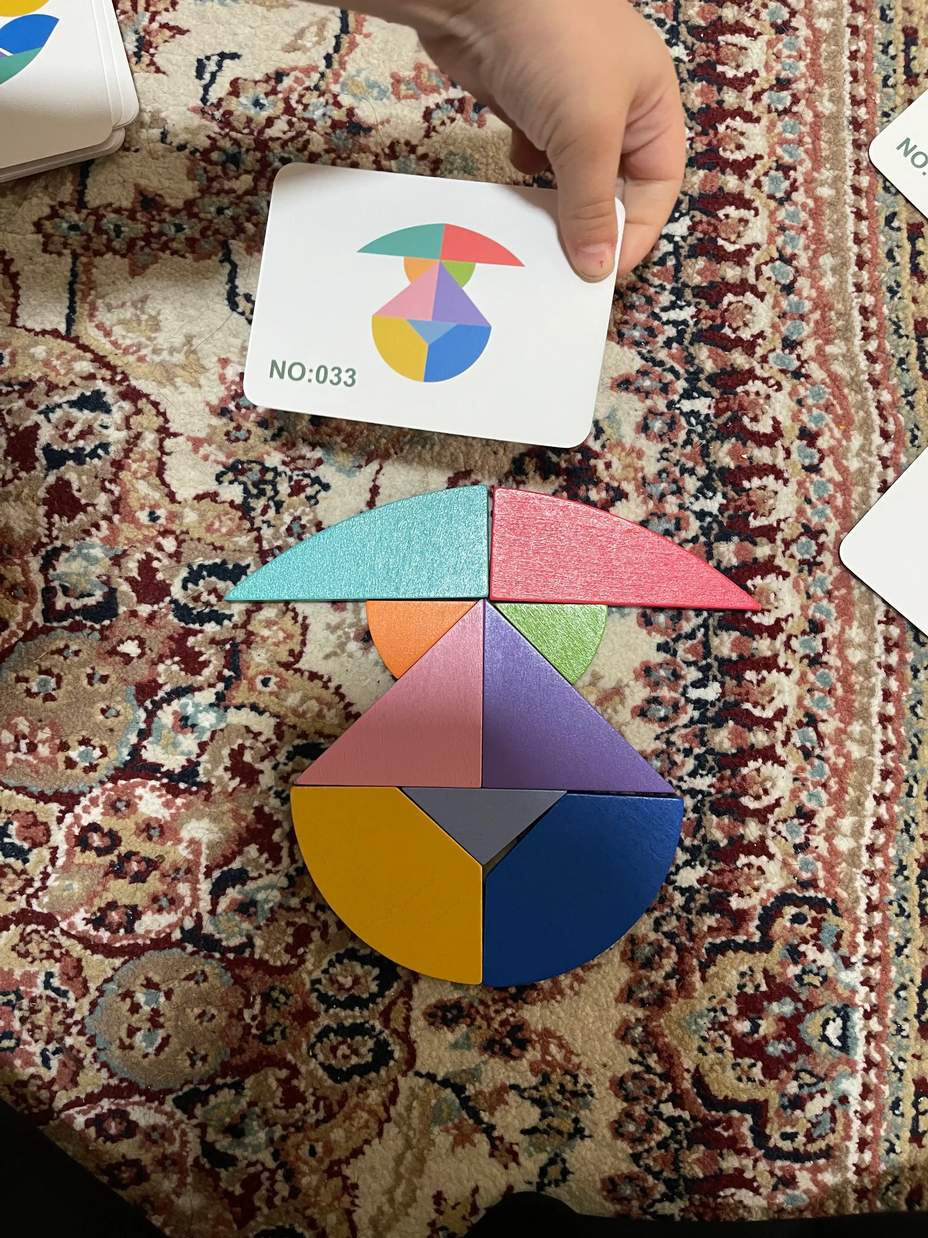 Ta'limiy yog'och jumboq o'yini Tangram, magnitli, tangram vazifalar bilan, tetris