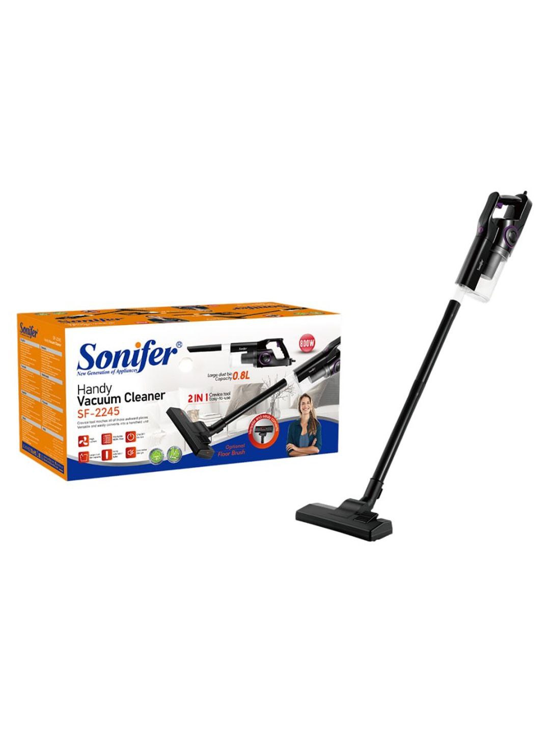 Ручной пылесос Sonifer SF-2245 800 Вт — HEPA-фильтр, контейнер для пыли 0,8 л,