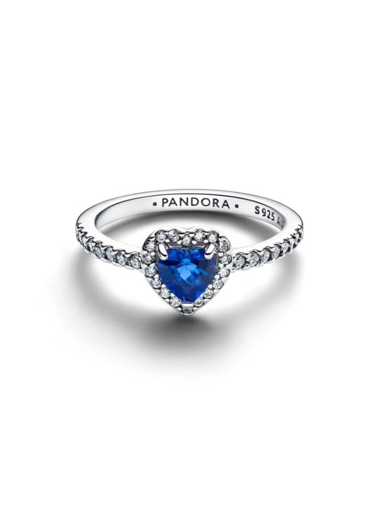 Кольцо Pandora «Сияющее синее сердце», серебро 925, арт. 198421C09
