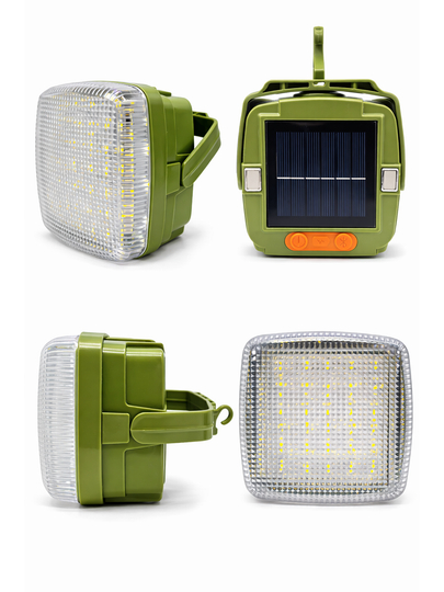 LED fonar quyosh paneli bilan, 3600 mAh batareya, 7–10 soat yorug‘lik, portativ fonar