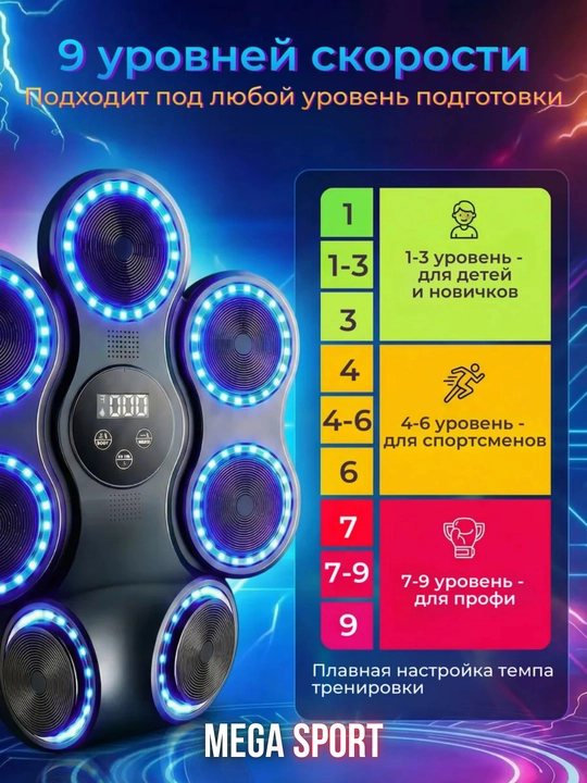 Aqlli boks trenajyori, devorga o‘rnatiladigan LED zarba trenajyori, Bluetooth bilan