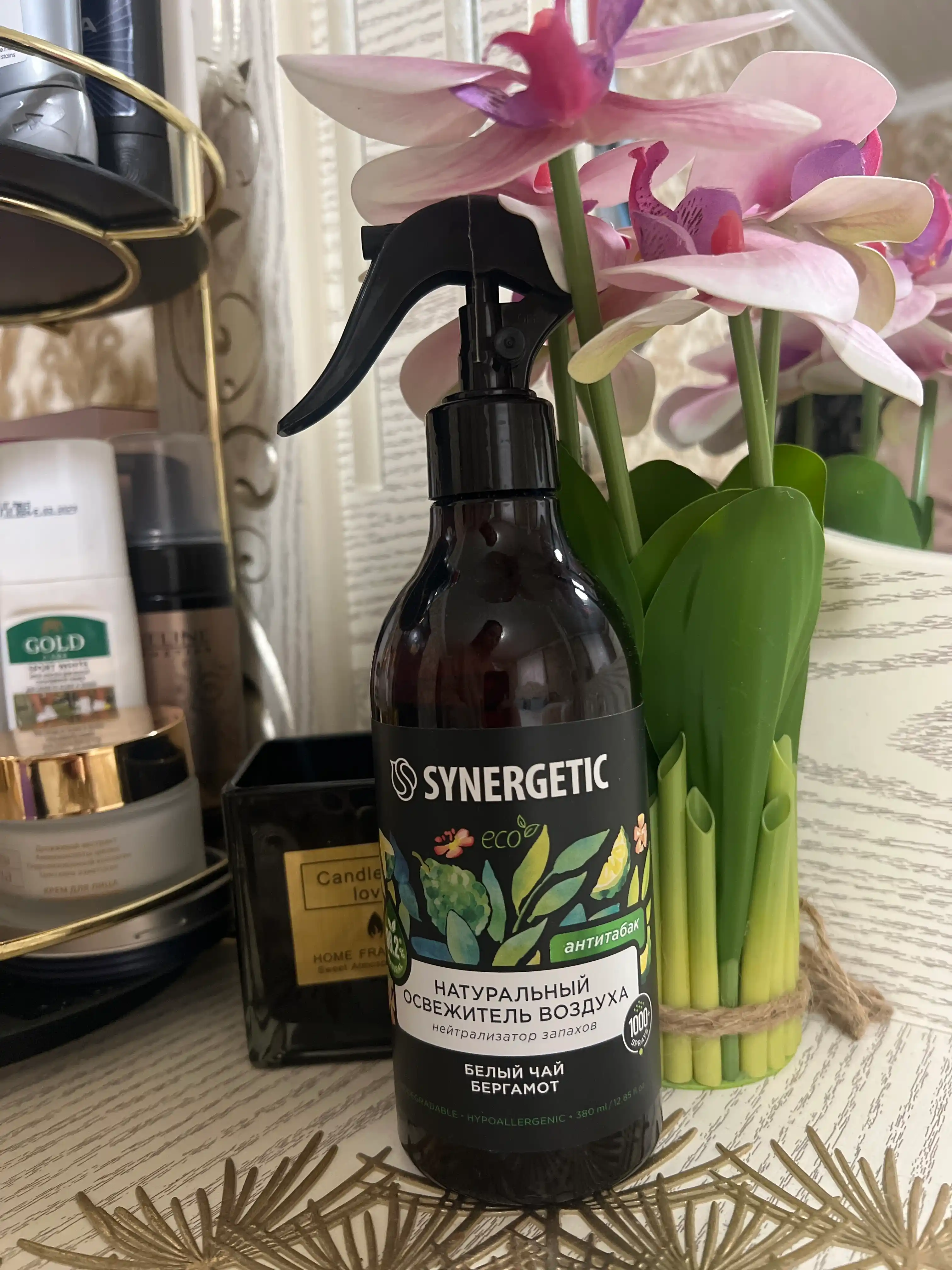 SYNERGETIC "Oq choy va bergamot" (Tamakiga qarshi) havo tozalagichi, 380 ml