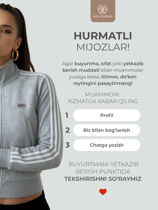 Qisqa fermuarli ayollar sport koftasi - EllyFashion