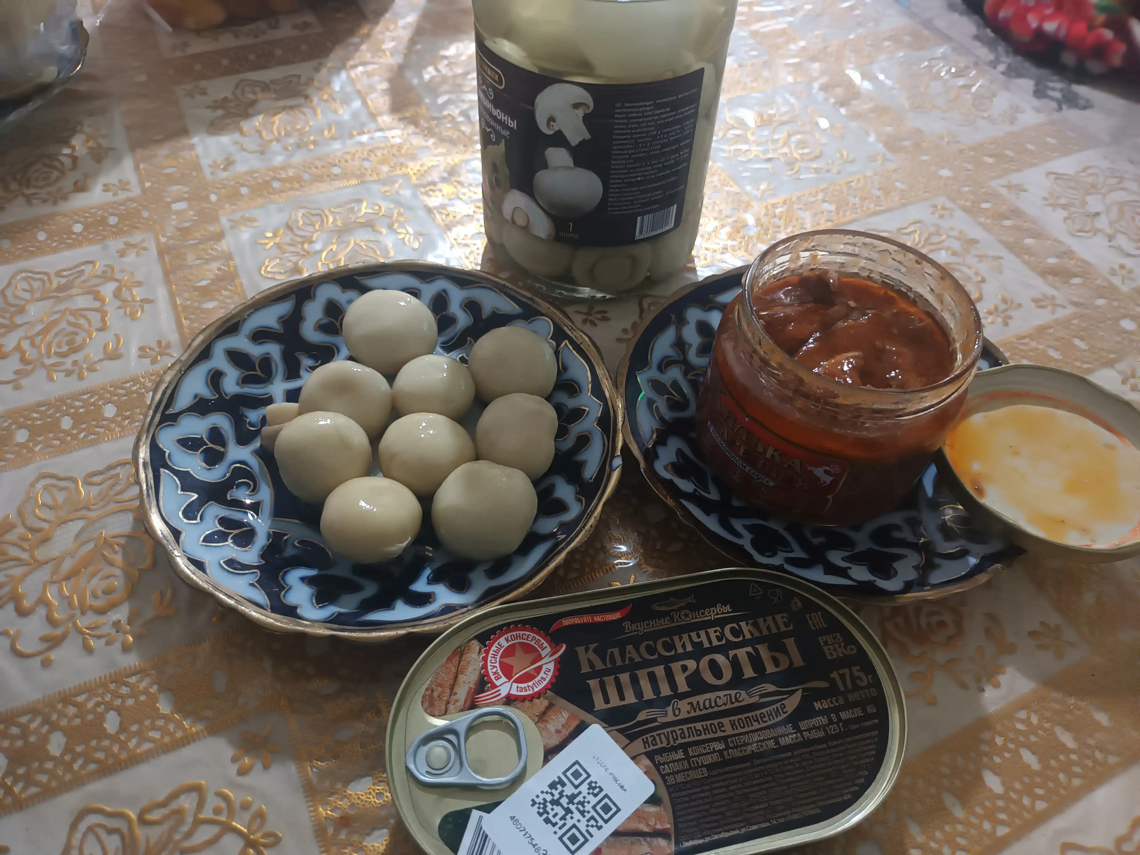 Marinadlangan champignon qo‘ziqorinlari 1000 ml, shisha banka