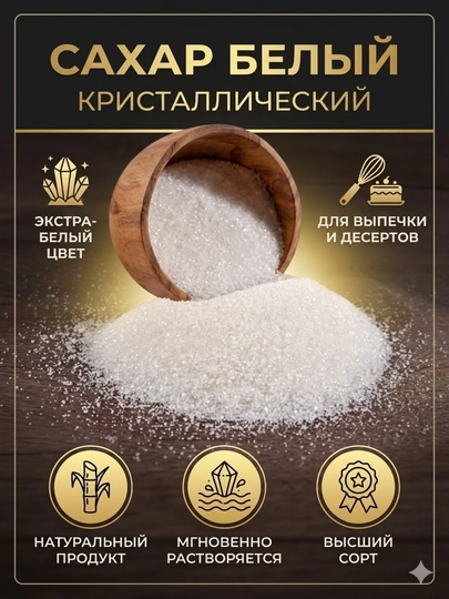 Сахар белый кристаллический, высший сорт, экстра-белый