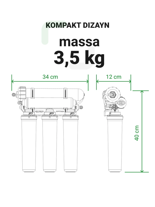 Geizer Allegro Optima teskari osmos, nihoyatda qattiq suv uchun, kuniga 400 litr