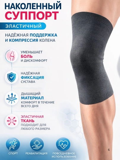 Наколенник компрессионный, фиксатор коленного сустава, спортивный наколенник, бандаж, 2 шт - 