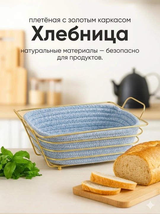 Zamonaviy oshxona uchun oltin karkasli va mato qo‘shimchali non idish - 