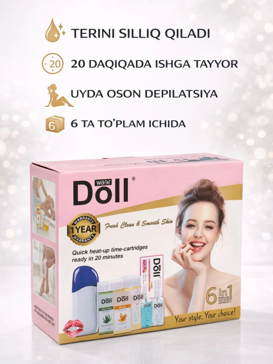 Профессиональный набор для депиляции Doll 6-в-1, восковой набор - 