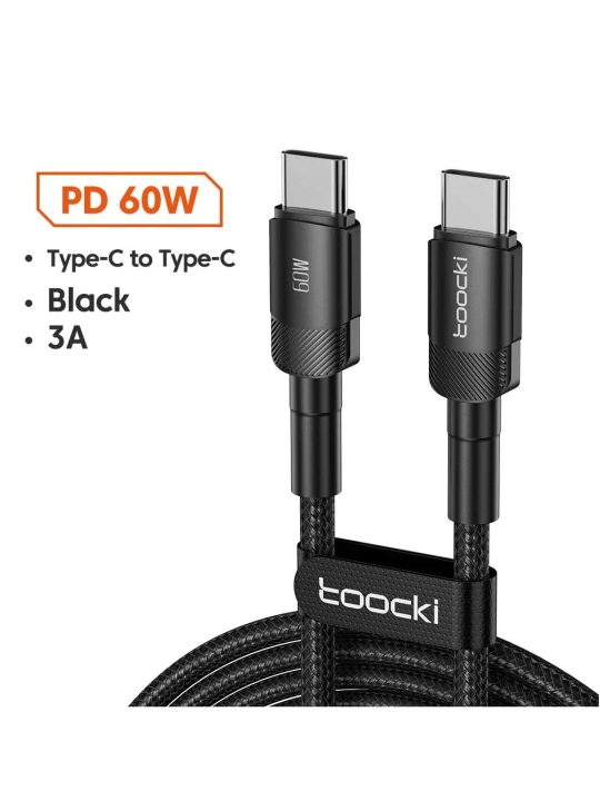 Super USB zaryadlash kabeli, tez zaryadlash uchun-A dan Type-C Toocki PD 3A gacha, 2m, 3m