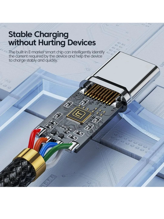 Super USB zaryadlash kabeli, tez zaryadlash uchun-A dan Type-C Toocki PD 3A gacha, 2m, 3m