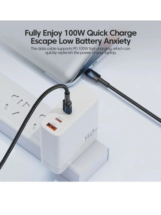 Super USB zaryadlash kabeli, tez zaryadlash uchun-A dan Type-C Toocki PD 3A gacha, 2m, 3m