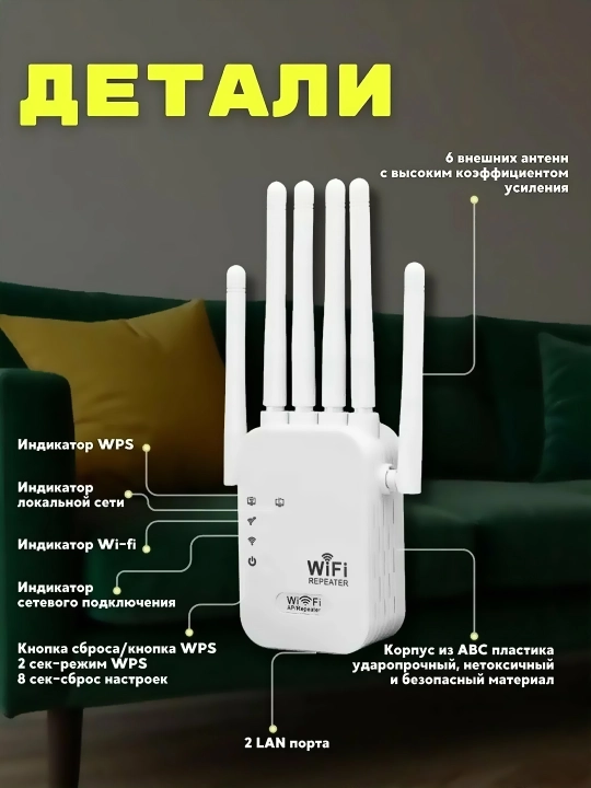Мощный усилитель сигнала WiFi мини-роутер, репитер 3 в 1 вай фай беспроводной