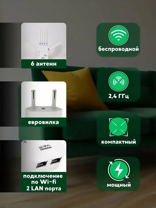 Мощный усилитель сигнала WiFi мини-роутер, репитер 3 в 1 вай фай беспроводной