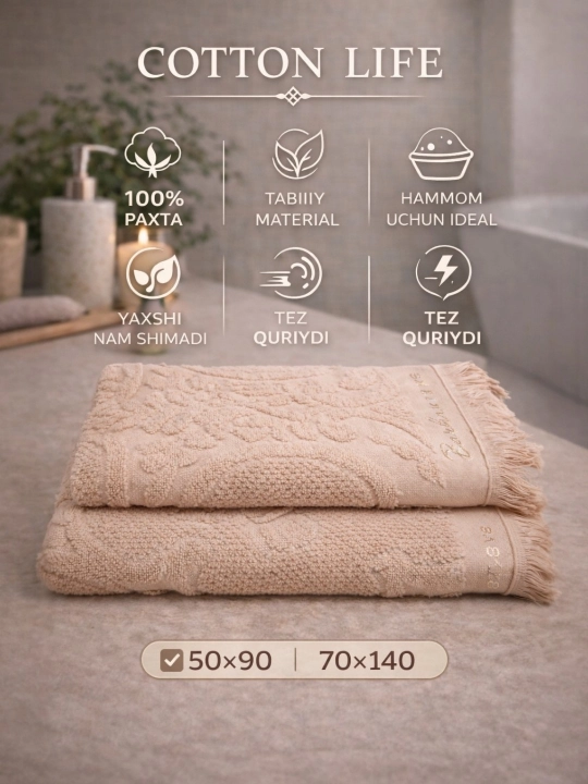 COTTON LIFE Полотенце для лица и ванной | 100% хлопок | Красивый дизайн | Выбор семьи