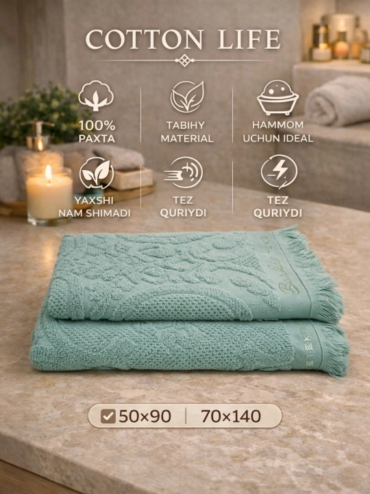 COTTON LIFE Полотенце для лица и ванной | 100% хлопок | Красивый дизайн | Выбор семьи