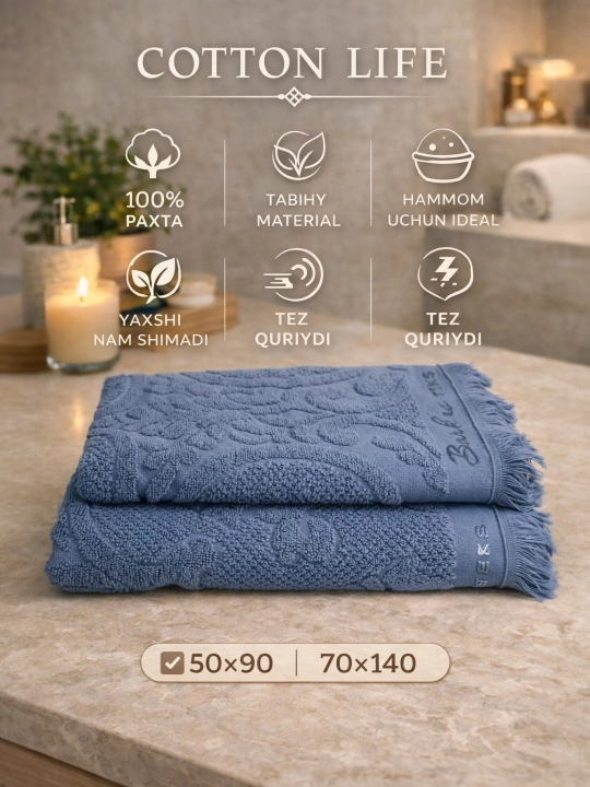 COTTON LIFE Полотенце для лица и ванной | 100% хлопок | Красивый дизайн | Выбор семьи