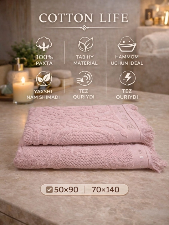 COTTON LIFE Полотенце для лица и ванной | 100% хлопок | Красивый дизайн | Выбор семьи