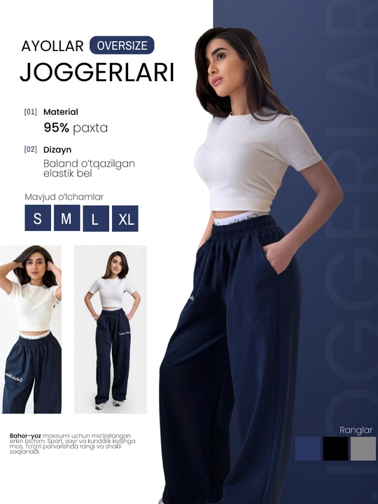 Ayollar shimlari oversayz, qizlar uchun shimlar va baggy jogger