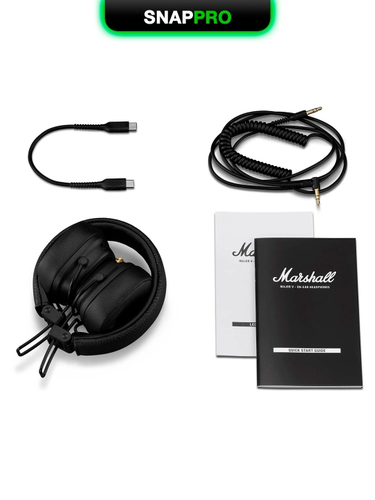 Simsiz quloqchinlar mikrofon bilan Marshall Major V,  Bluetooth 5.3, 100+ soat