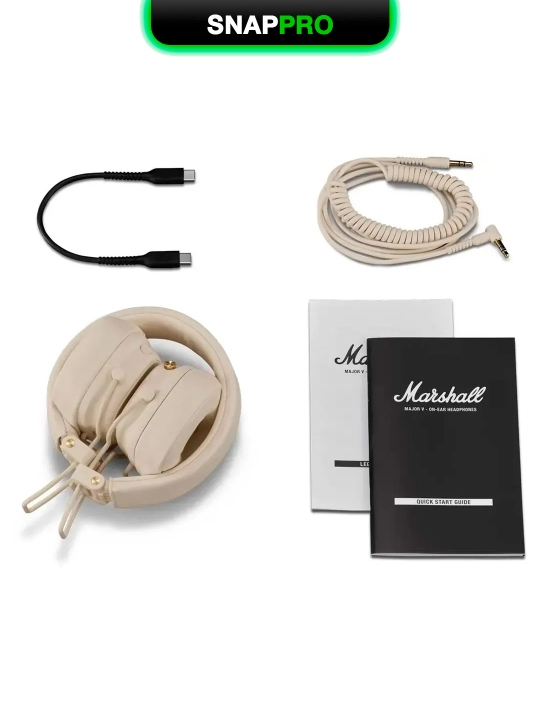 Simsiz quloqchinlar mikrofon bilan Marshall Major V,  Bluetooth 5.3, 100+ soat