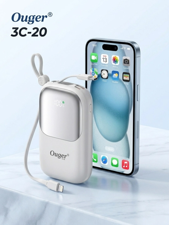 Ouger 3C-20: ультракомпактный Power Bank 20000mAh – зарядка 120W и встроенные кабели - 