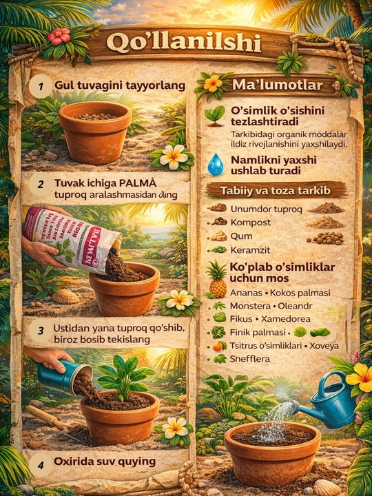 PALMA Universal o‘simliklar uchun tayyor tuproq aralashmasi, 2 kg