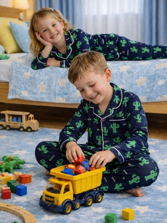 Bolalar pijamasi, yozgi, qizlar va o‘g‘il bolalar uchun paxta, nafas oladigan, 2-11 yosh