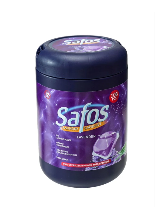 Safos Laundry Companion kir yuvish kapsulalari, xushbo‘y hidli lavanda, okean, sakura 106 dona
