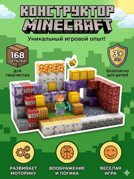 Магнитный конструктор Minecraft (168 деталей) - 