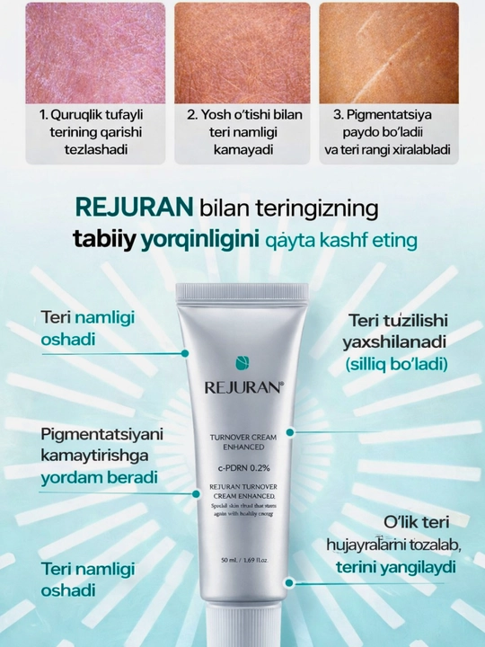 Rejuran Turnover Cream Enhanced C-PDRN 0.2% yuz uchun tiklovchi va namlovchi krem 50 ml
