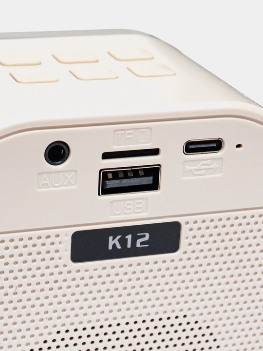 Karaoke uchun 2 ta mikrofonli portativ Bluetooth kalonka K12, karnay, RGB