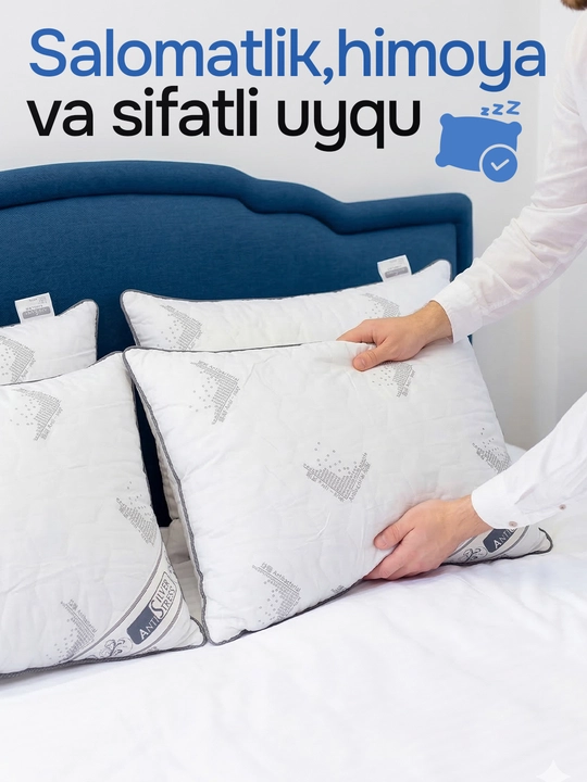 Yostiq Bamboo, Anti-stress, 50x70 va 70x70 sm, uyqu uchun