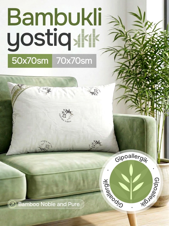Yostiq Bamboo, Anti-stress, 50x70 va 70x70 sm, uyqu uchun - 
