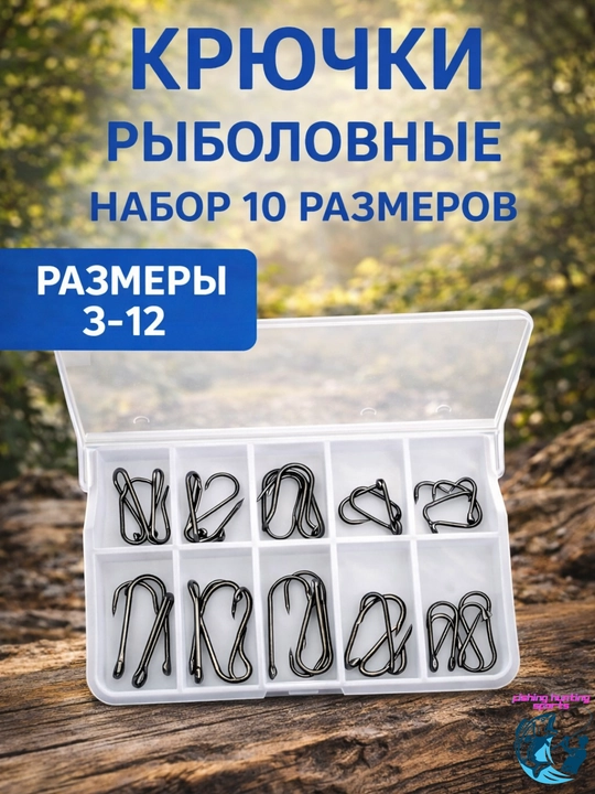 Крючки рыболовные, карповые, набор крючков для летней рыбалки - 