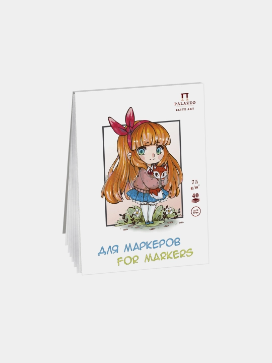 40l markerlar uchun sketchbuk. A5 "Liliya" yelimida "Qiz" xoldingi, 75g/m2 - 