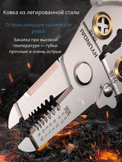 Инструмент клещи для обжима проводов, кабелей HYUNDAI